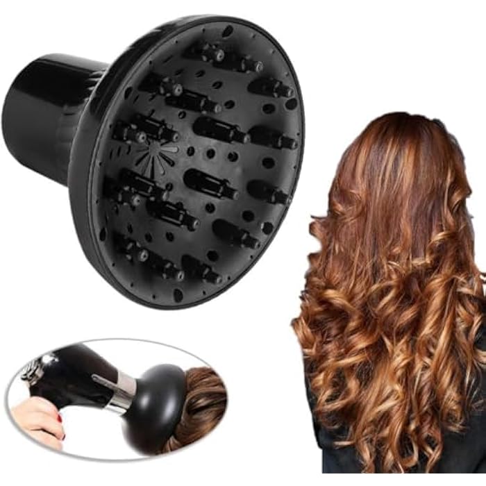 Hair Curler or Anti Frizz Diffuser, Universal Portable Hair Curler Diffuser, Hair Styling Tool, Installed on Hair Dryers to Give Curly Hair (Black) - Image 2